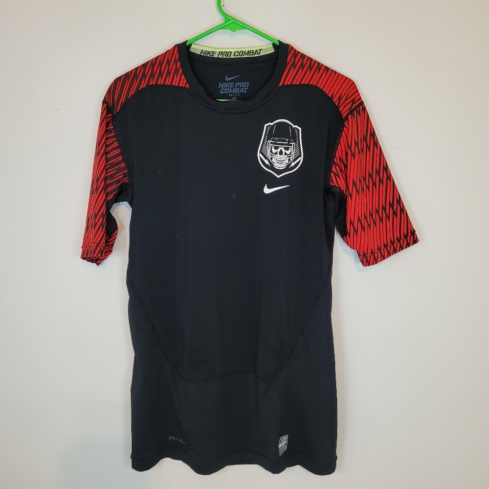 Nike Pro Combat Compression Shirt Black And Red Mens Size XL